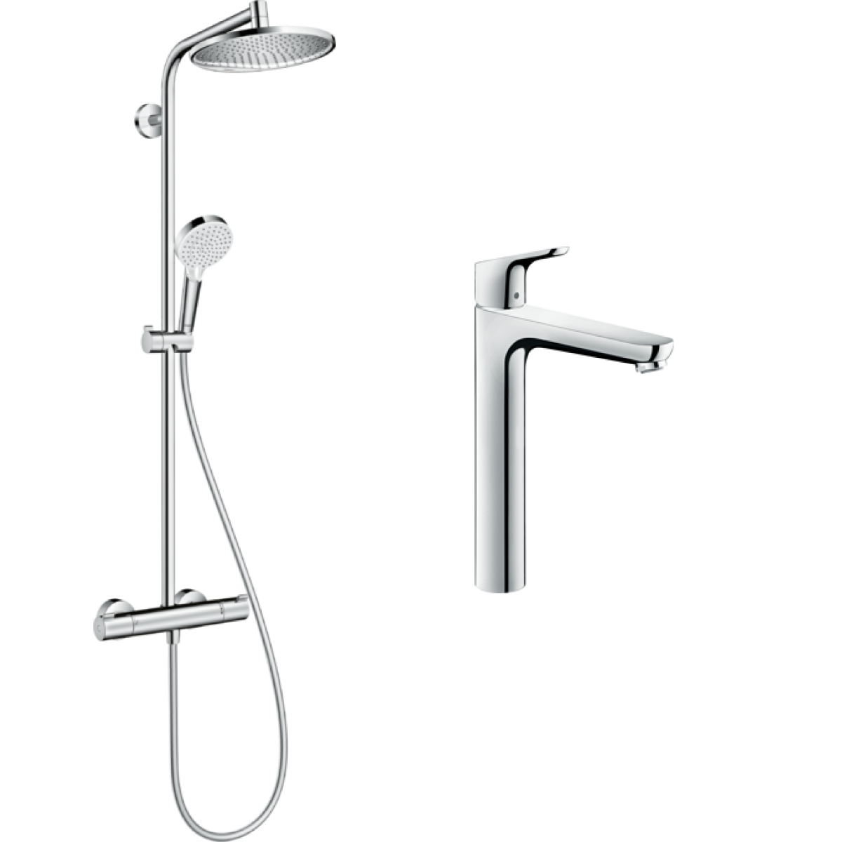 Hansgrohe 31531+27267 Focus 高身單把手面盆龍頭 + Crometta S 淋浴花灑 附恆溫器