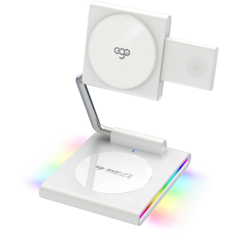 EGO MagFlip2@ 3in1 15W Magsafe 充電座 (金屬白)