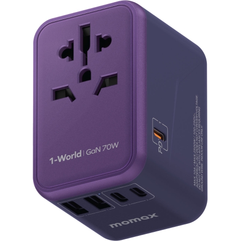 Momax UA8AUKU 1-World 70W GaN 方便式旅行插座 (紫色)