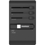 Momax UA18UKD 1-World+ 70W GaN 3插口 及 內置伸縮USB-C充電線旅行插座 (黑色)