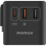 Momax UA18UKD 1-World+ 70W GaN 3插口 及 內置伸縮USB-C充電線旅行插座 (黑色)