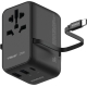 Momax UA20UKD 1-World+ 25W 3-插口 內建 USB-C 充電線 + AC 旅行充電插座 (黑色)