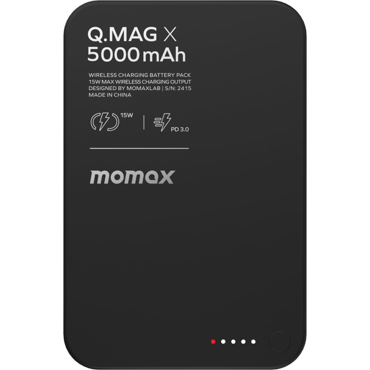 Momax IP116AD Q.Mag X 5000mAh 超薄磁吸流動電源 (黑色) (已獲CCC認證)