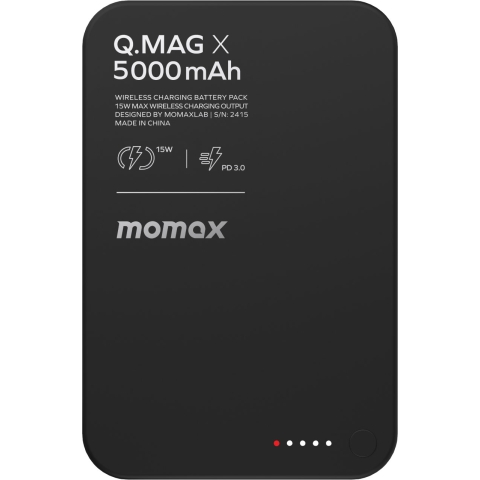 Momax IP116AD Q.Mag X 5000mAh 超薄磁吸流動電源 (黑色) (已獲CCC認證)