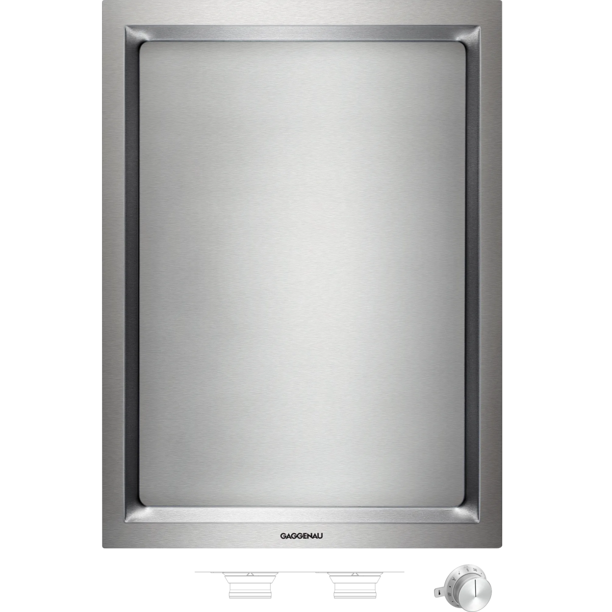 Gaggenau 38厘米 400 Series Vario 嵌入式鐵板燒爐 配不鏽鋼旋鈕 (VP414115+CKP420010)