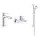 Grohe Lineare 面盆龍頭 + Lineare 浴缸/淋浴龍頭 + Tempesta 4速手提花灑 (32114001+33849001+27787002)