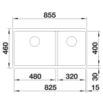 Blanco 527351 Subline 480/320-U 花崗岩合成 廚房雙昇盤 (火岩灰色 Volcano Grey)