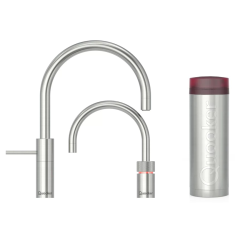 Quooker 3NRRVSTT Nordic Round 一體式雙水龍頭 + PRO3 滾水水箱 (拉絲不鏽鋼)