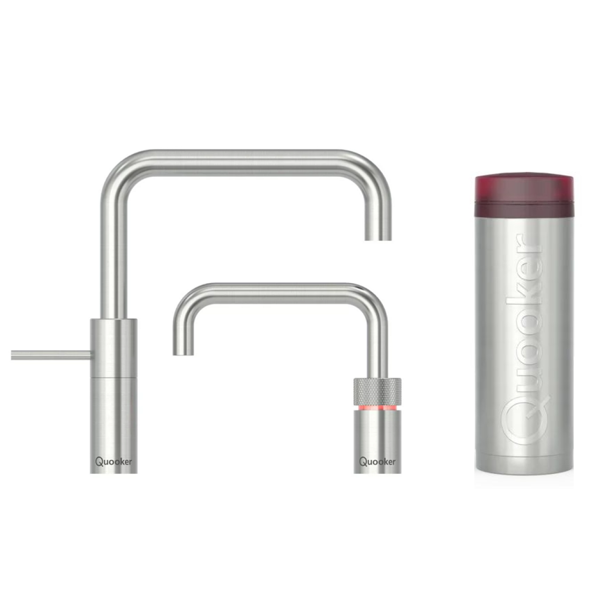 Quooker 3NSRVSTT Nordic Square 一體式雙水龍頭 + PRO3 滾水水箱 (拉絲不鏽鋼)
