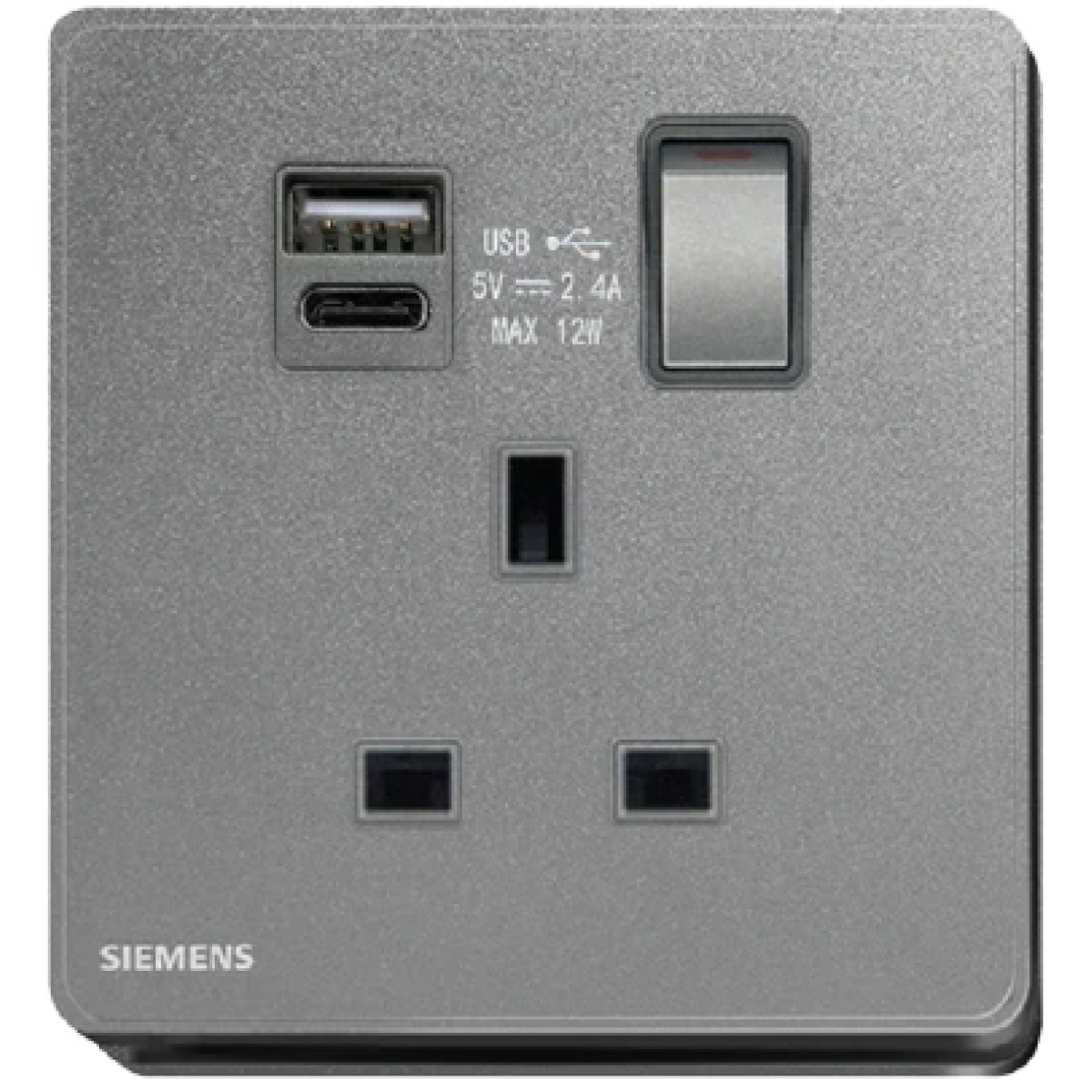 Siemens 西門子 5UB81643PC05 DELTA®arina 13A 單位開關插座 帶USB+TYPE C插頭 (深灰色)