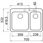 Elleci Fox330 花崗岩廚房台上石盆 (黑色)