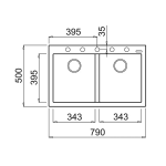 Elleci QUADRA350T 花崗岩廚房台上石盆 (黑色)