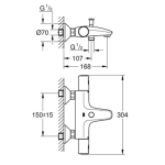 Grohe 34598000 Precision Start 明牆恆溫雙控浴缸龍頭