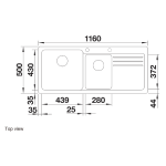 Blanco 519655 NAYA 8S 廚房左雙盆昇盤 (炭石灰色 Rock Grey)