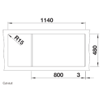 Blanco 519655 NAYA 8S 廚房左雙盆昇盤 (炭石灰色 Rock Grey)
