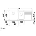 Blanco 519654 NAYA 8S 廚房左雙盆昇盤 (瀝青色 Anthracite)
