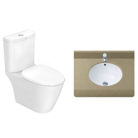 Inax Compact Codie 自由咀座廁連水箱及緩降廁板 配 橢圓形檯底面盆 (IN2407HKB1-WT-0 + YL-2260/BW1) (不包含風琴喉)