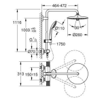 Grohe 27296003 Euphoria System 260 淋浴系統 (帶恆溫混合器，用於牆壁安裝)