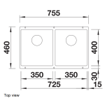 Blanco 527164 Subline 350/350-U 花崗岩 廚房雙昇盤 (米雅白色 Soft White)