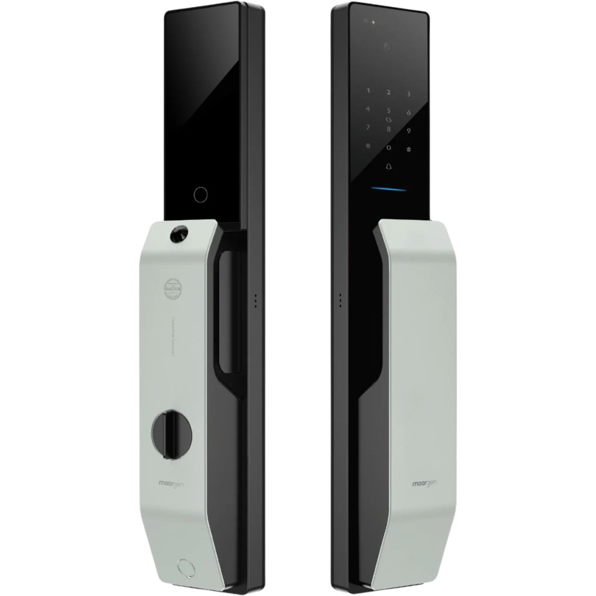 Moorgen 摩根 T9系列 Swarovski 水晶按鈕 貓眼智能電子門鎖 (寶石灰)