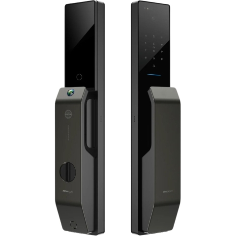 Moorgen 摩根 T9系列 Swarovski 水晶按鈕 貓眼智能電子門鎖 (雪花銀)