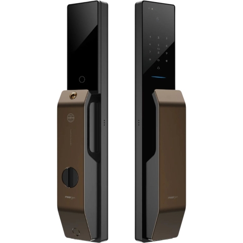 Moorgen 摩根 T9系列 Swarovski 水晶按鈕 貓眼智能電子門鎖 (深啡色)