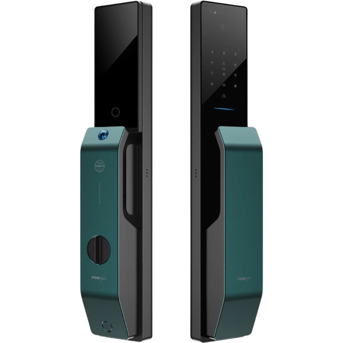 Moorgen 摩根 T9系列 Swarovski 水晶按鈕 貓眼智能電子門鎖 (夢幻藍)