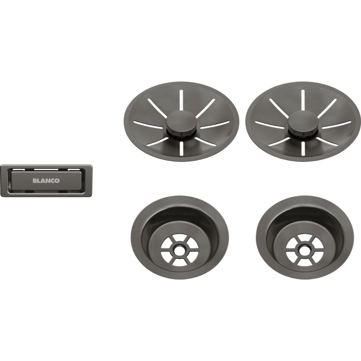 Blanco 206901 InFino 排水口 雙套裝 (緞紋暗鋼 Satin Dark Steel)