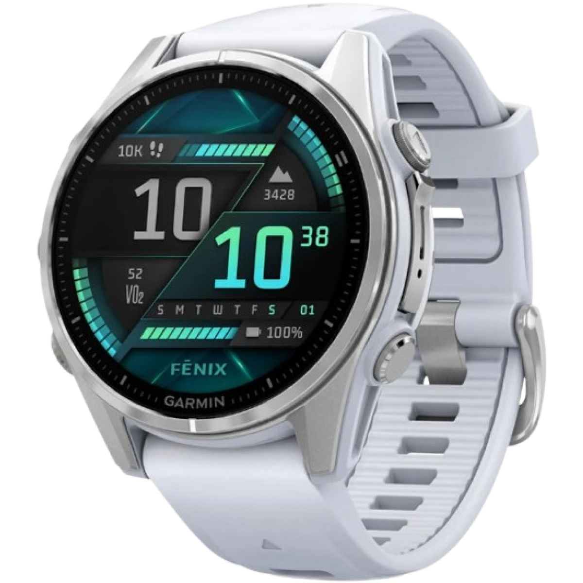 Garmin 010-02903-06 fēnix 8 43 mm AMOLED 全方位戶外進階GPS智慧腕錶 (白鋼錶圈/ 白色矽膠錶帶)