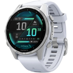 Garmin 010-02903-06 fēnix 8 43 mm AMOLED 全方位戶外進階GPS智慧腕錶 (白鋼錶圈/ 白色矽膠錶帶)