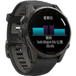 Garmin 010-02903-28 fēnix 8 43 mm AMOLED 全方位戶外進階GPS智慧腕錶 (石墨灰 DLC鈦錶圈/獵影黑矽膠錶帶)