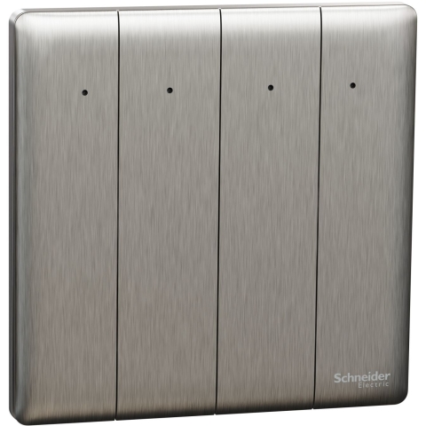 Schneider Electric 施耐德電氣 NUX34_1N_SS Unica X 16AX 四位單控開關掣連LED指示燈 (炫星銀)