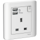 Schneider Electric 施耐德電氣 E8415USB_WE_C5 Zencelo 13A 單位連保護門有掣插座連兩位USB充電插座 (凝白)