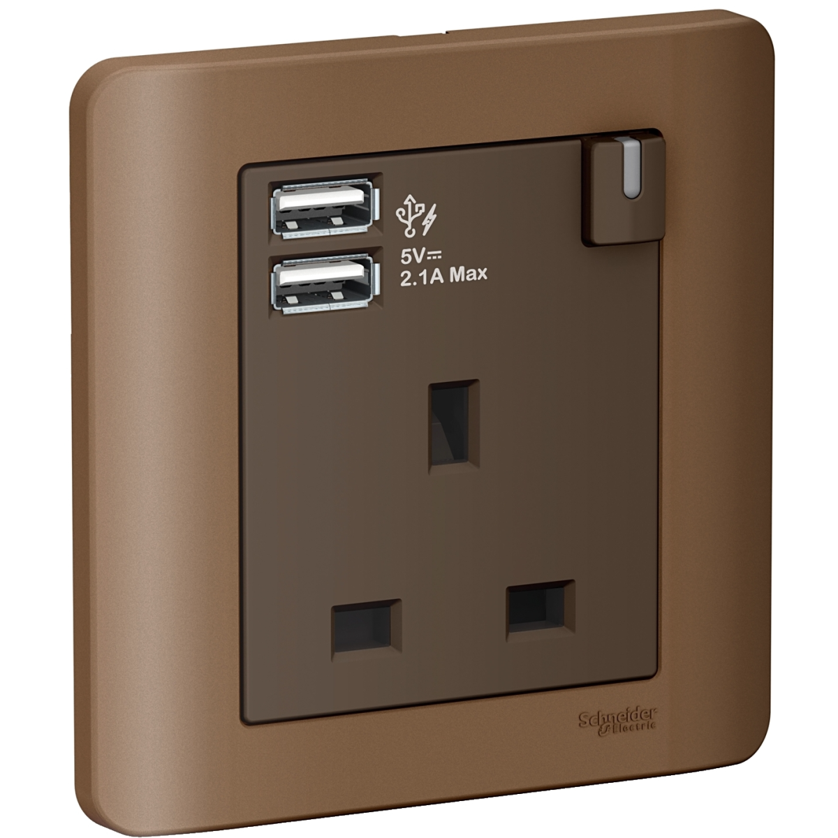 Schneider Electric 施耐德電氣 E8415USB_SZ_C5 Zencelo 13A 單位連保護門有掣插座連兩位USB充電插座 (銀銅) Schneider Electric 施耐德電氣 E8415USB_SZ_C5 Zencelo 13A 單位連保護門有掣插座連兩位USB充電插座 (銀銅)