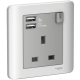 Schneider Electric 施耐德電氣 E8415USB_SA_G11 Zencelo 13A 單位連保護門有掣插座連兩位USB充電插座 (銀灰)