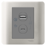 Schneider Electric 施耐德電氣 E8432ACQUSB_SA_C5 Zencelo 兩位21W Type A+C PD+QC3.0 USB充電插座 (銀灰)