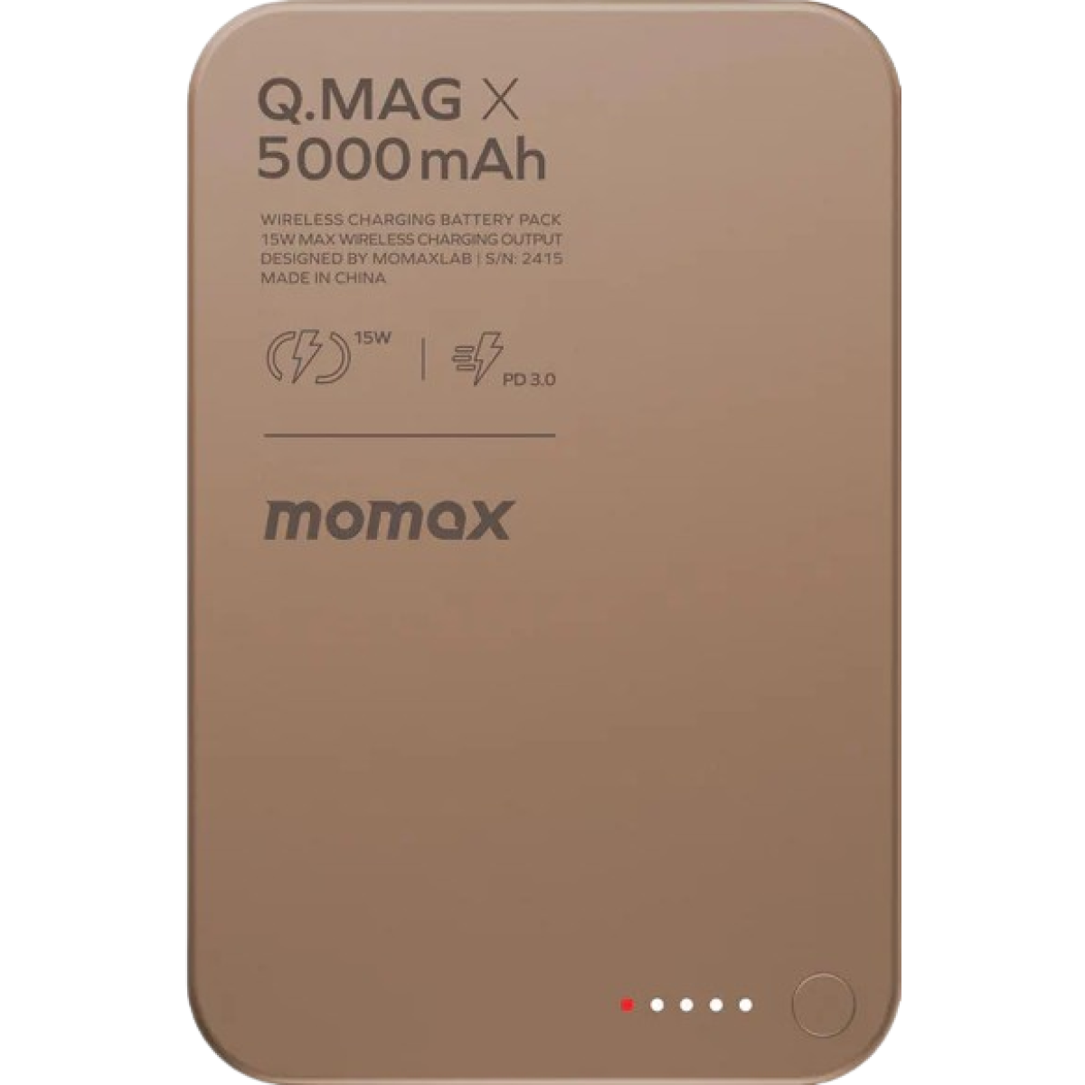 Momax IP116AL2 Q.Mag X 5000mAh 超薄磁吸流動電源 (砂岩色) (已獲CCC認證)