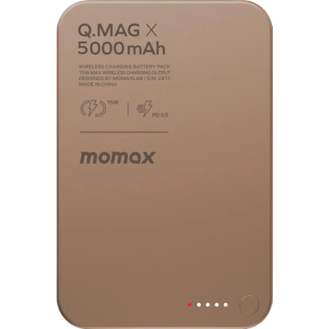 Momax IP116AL2 Q.Mag X 5000mAh 超薄磁吸流動電源 (砂岩色) (已獲CCC認證)