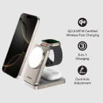 Momax UD36L 1-Charge Q.Port 折疊 Qi2 三合一磁吸無線充電支架