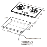 Rasonic 樂信 RG-H361-TG 86厘米 嵌入式三頭煤氣煮食爐