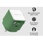 Momax UM72UKG 1-CHARGE+ 1 連接埠 GaN 35W 充電器，附可伸縮 USB-C線