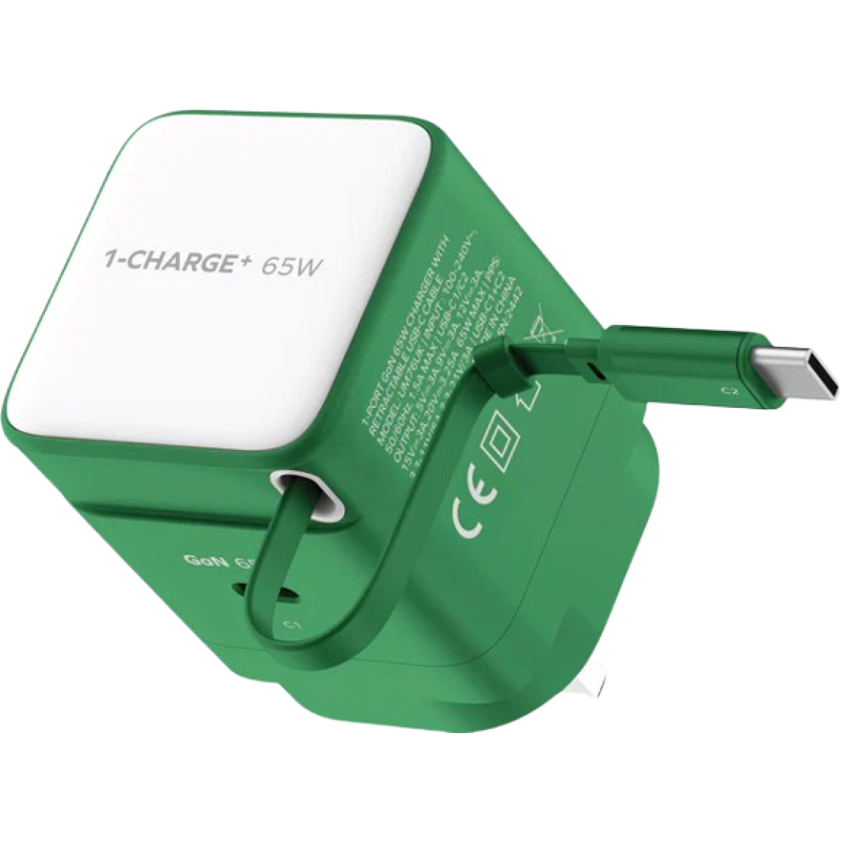Momax UM76UKG 1-CHARGE+ 1 連接埠 GaN 65W 充電器，附可伸縮 USB-C線