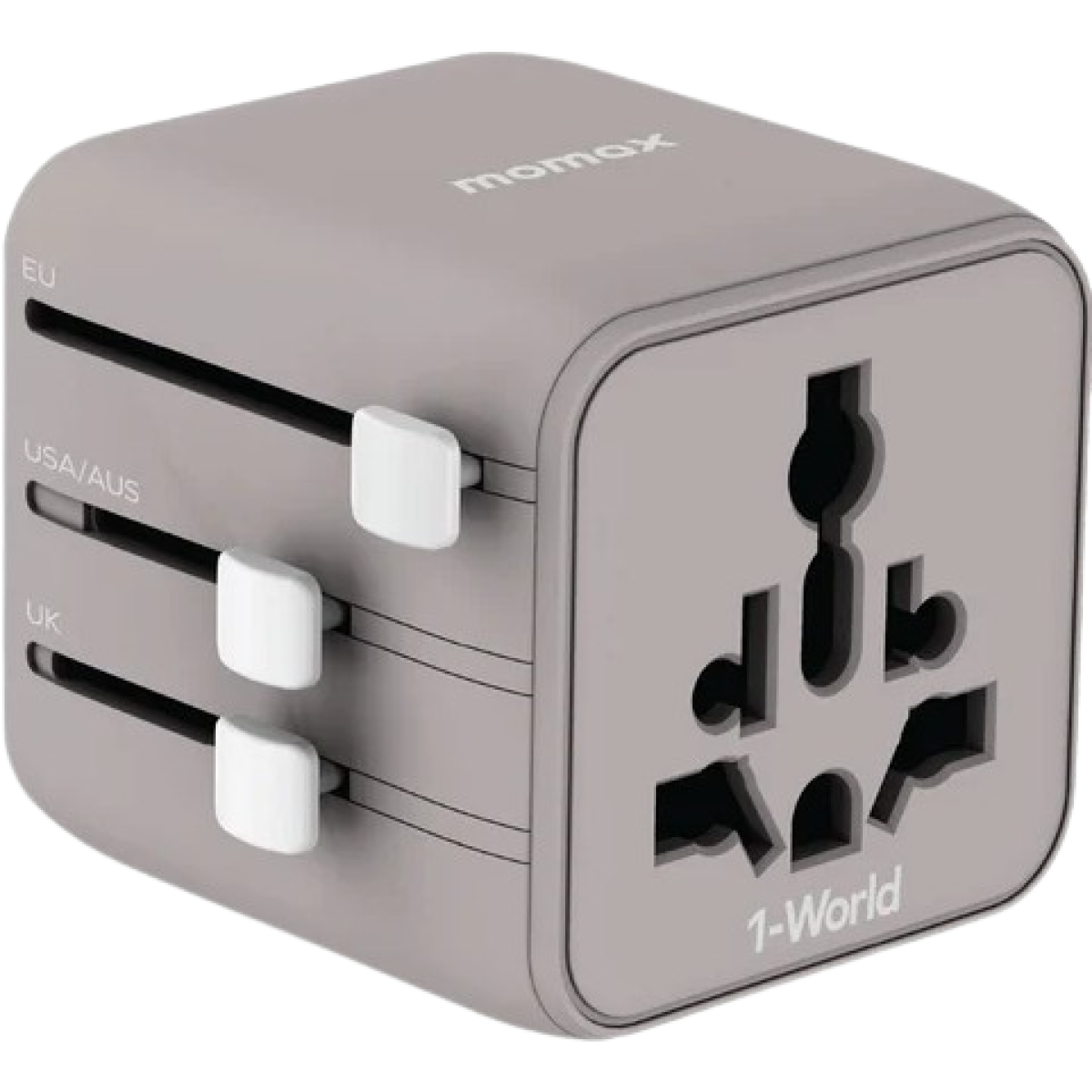 Momax UA19UKE 1-WORLD 雙 AC 全球轉換插座 (灰色)