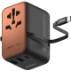 Momax UA20UKL2 1-World+ 25W 3-插口 內建 USB-C 充電線 + AC 旅行充電插座 (沙漠鈦金色)