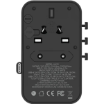 Momax UA20UKL2 1-World+ 25W 3-插口 內建 USB-C 充電線 + AC 旅行充電插座 (沙漠鈦金色)