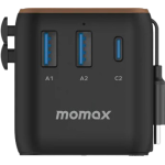 Momax UA20UKL2 1-World+ 25W 3-插口 內建 USB-C 充電線 + AC 旅行充電插座 (沙漠鈦金色)