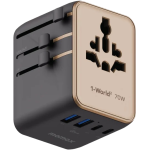 Momax UA22UKL2 1-WORLD² 70W 雙 AC 五 USB GaN 全球轉換插座 (砂岩色)
