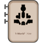 Momax UA22UKL2 1-WORLD² 70W 雙 AC 五 USB GaN 全球轉換插座 (砂岩色)