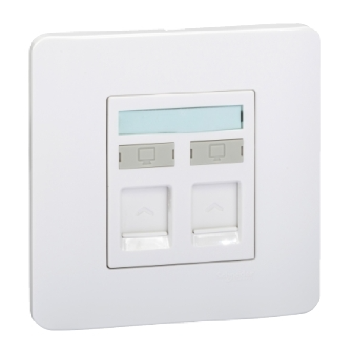 Schneider Electric 施耐德電氣 E8432TDRJS_5_WE Zencelo 兩位RJ11電話及RJ45 5e類數據插座 (Keystone面板備防塵活門) (凝白)
