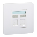 Schneider Electric 施耐德電氣 E8432TDRJS_5_WE Zencelo 兩位RJ11電話及RJ45 5e類數據插座 (Keystone面板備防塵活門) (凝白)